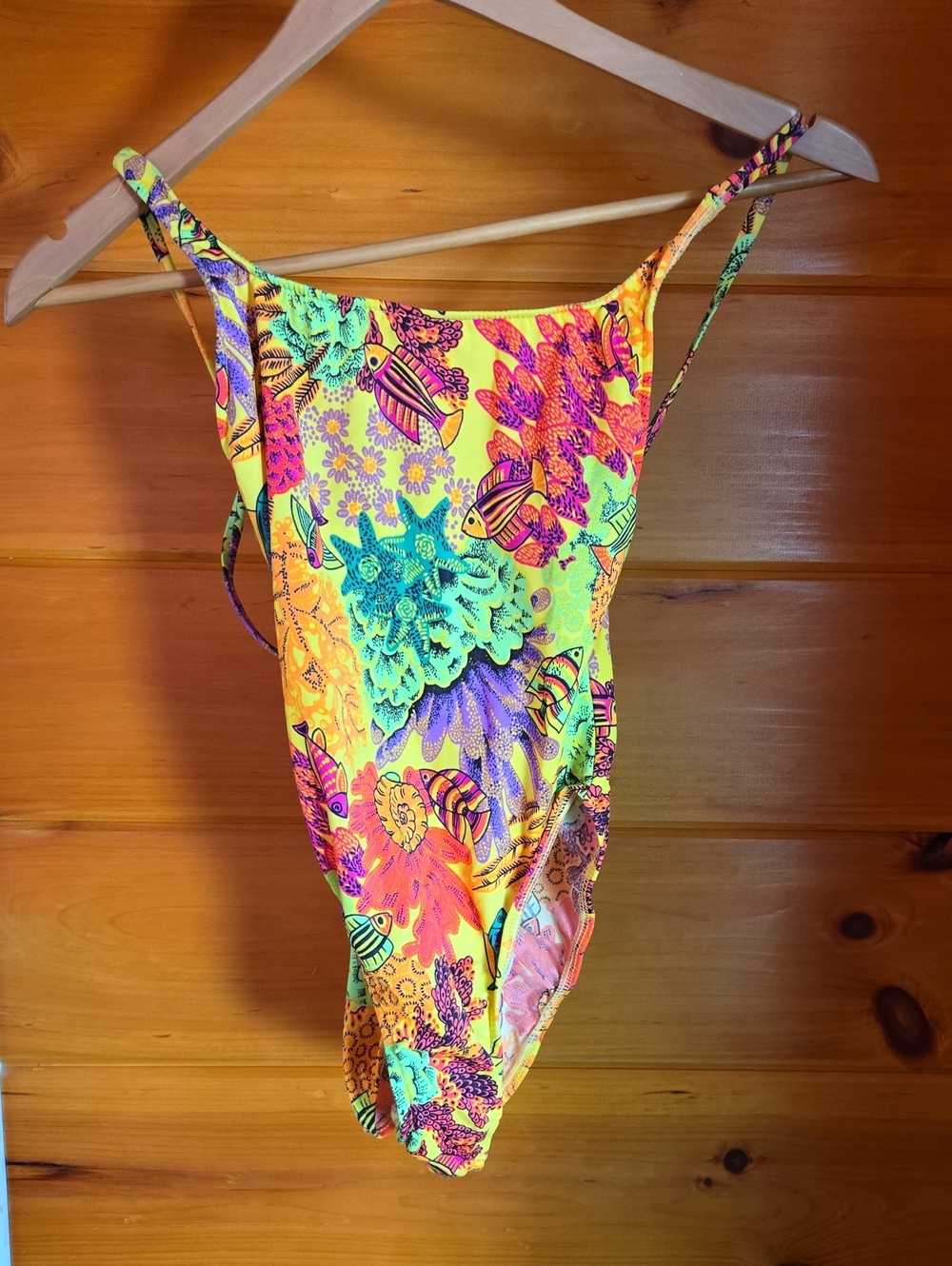 Girls' Neon Tropical Print One-Piece Swimsuit - Yellow Multicolor